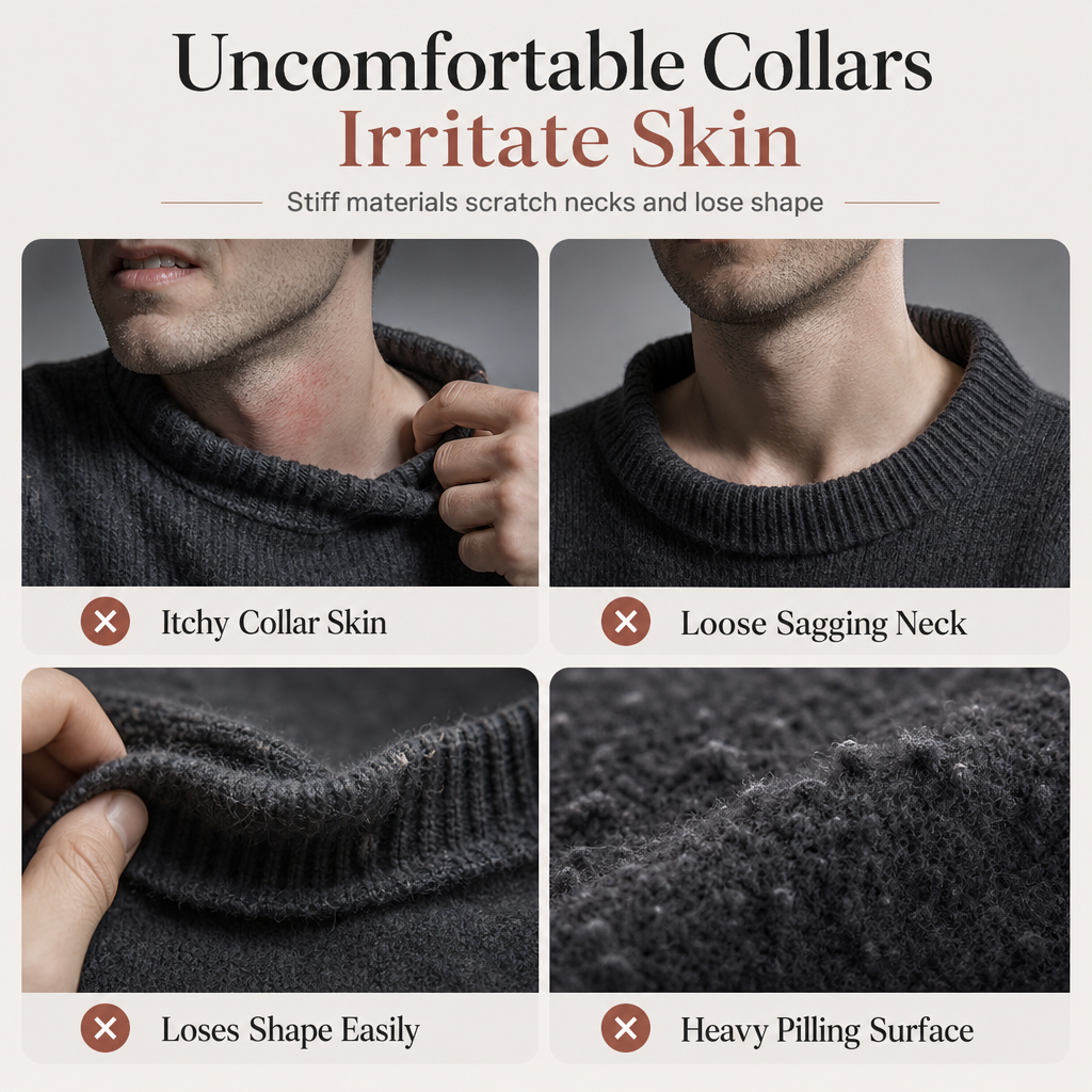 Pull en maille unie à col montant pour homme
