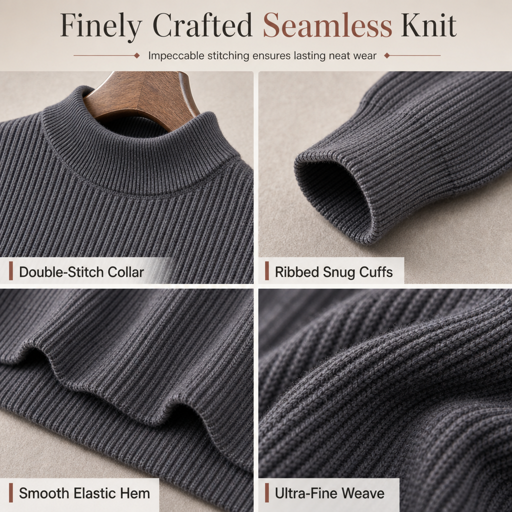 Pull en maille unie à col montant pour homme