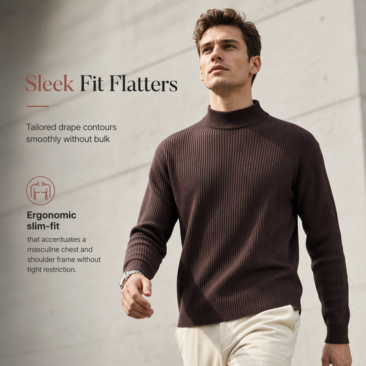 Pull en maille unie à col montant pour homme