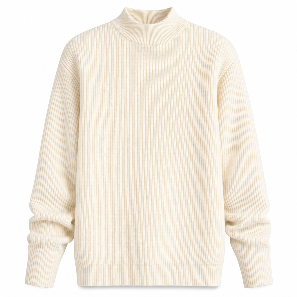 Pull en maille unie à col montant pour homme