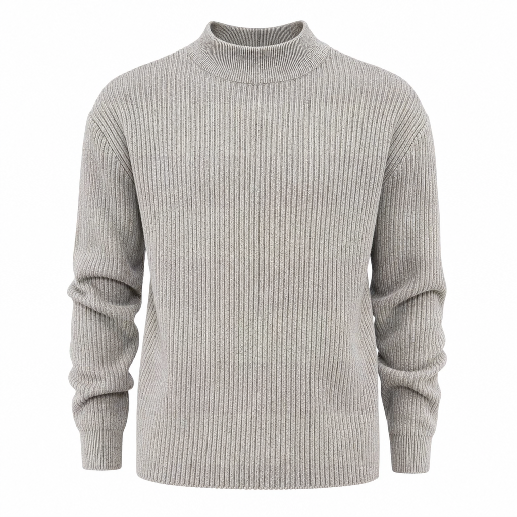 Pull en maille unie à col montant pour homme