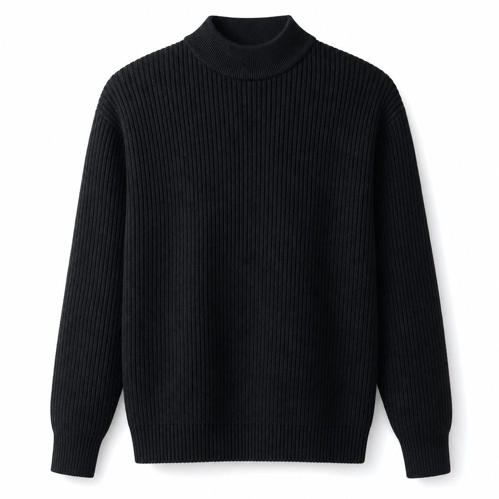 Pull en maille unie à col montant pour homme