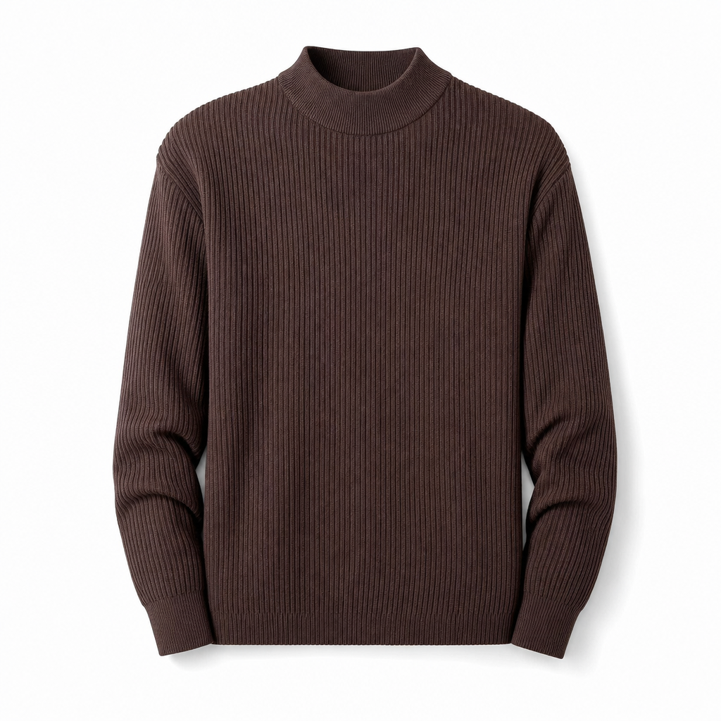 Pull en maille unie à col montant pour homme