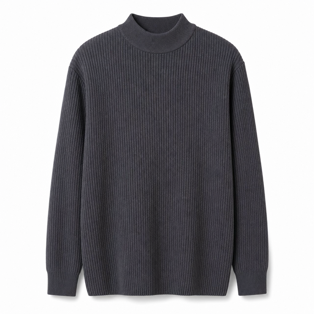 Pull en maille unie à col montant pour homme