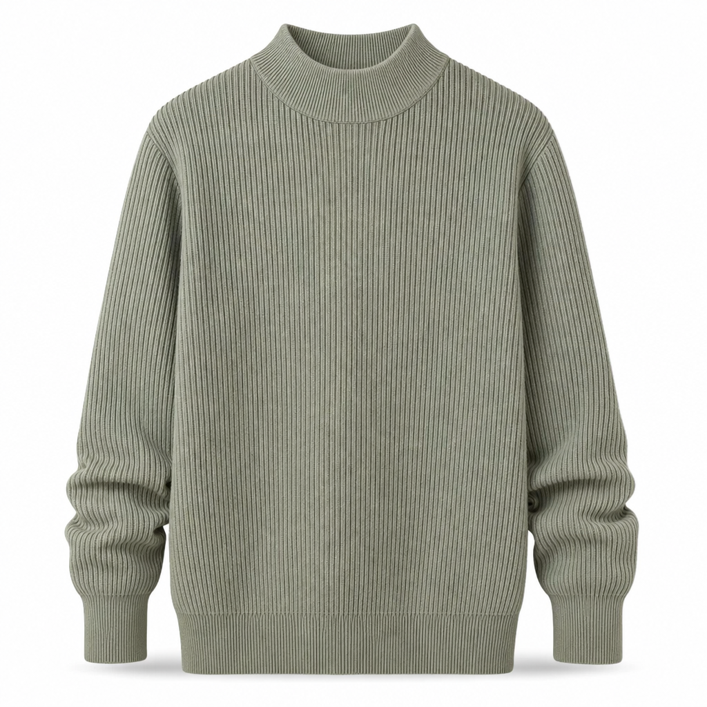 Pull en maille unie à col montant pour homme