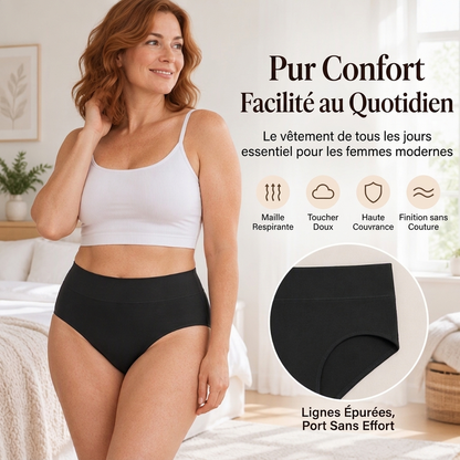 🌸 Lot de 5 culottes femme Bekväma à taille haute – Gainantes et respirantes