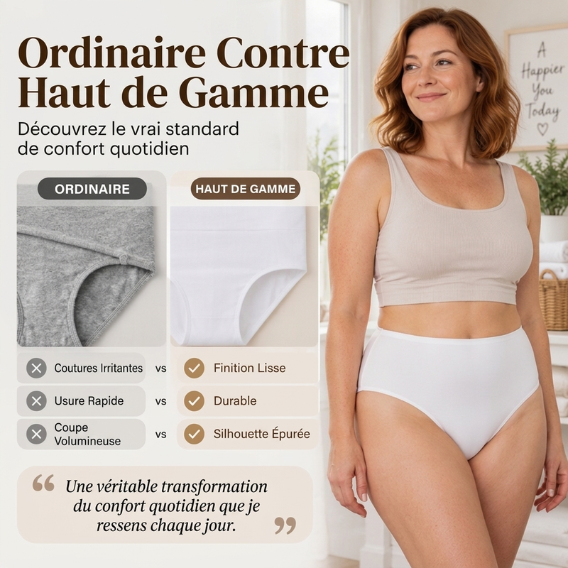 🌸 Lot de 5 culottes femme Bekväma à taille haute – Gainantes et respirantes