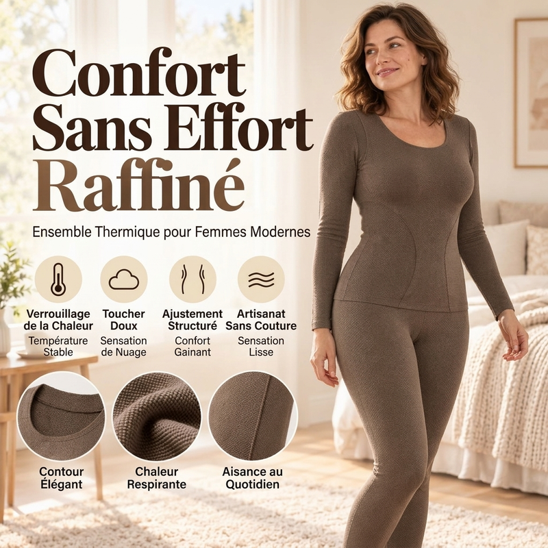 💖✨Ensemble de sous-vêtements thermiques sans coutures et auto-chauffants pour femme