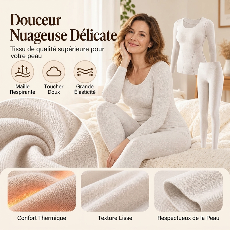 💖✨Ensemble de sous-vêtements thermiques sans coutures et auto-chauffants pour femme