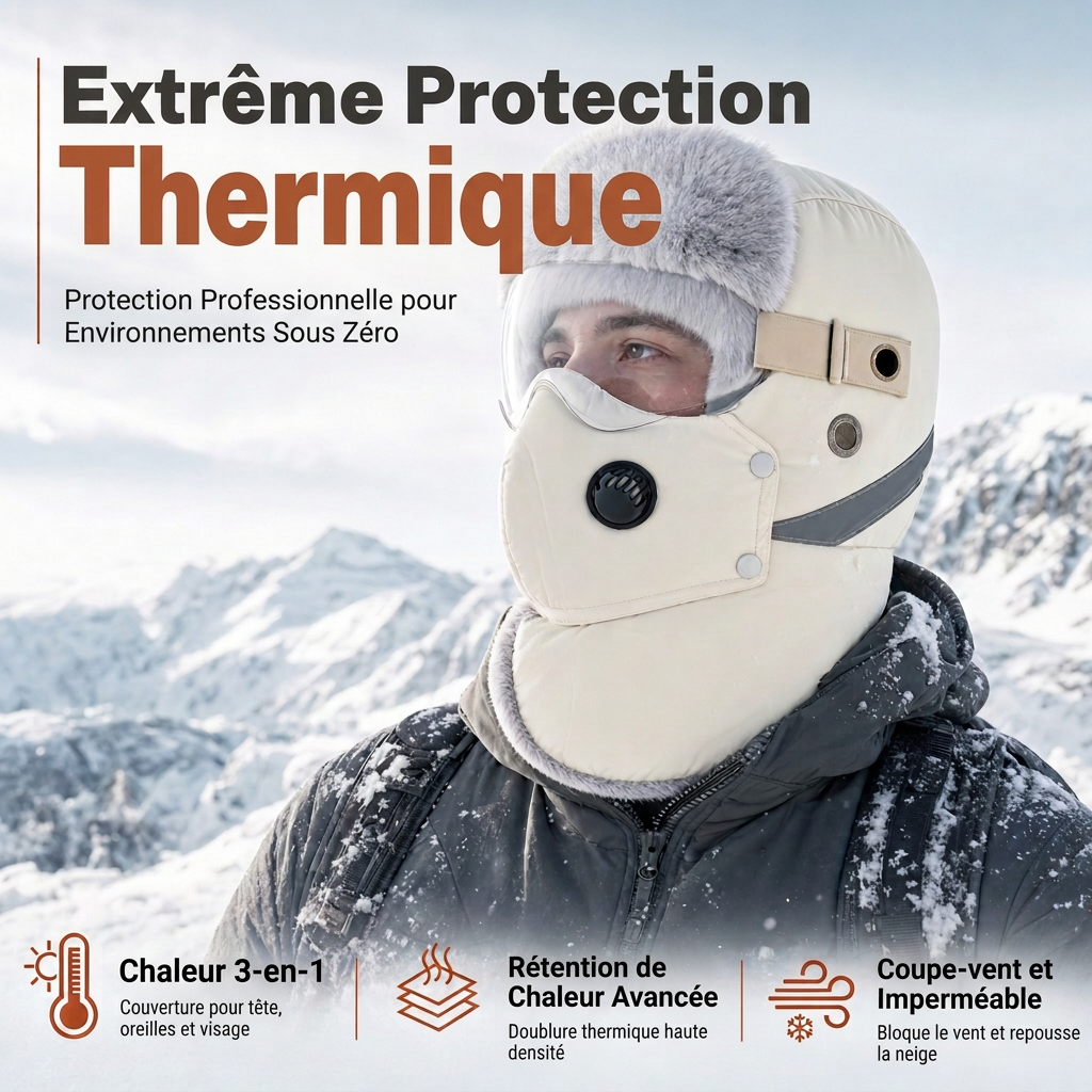 🧢Chapeau de chasse thermique d'hiver coupe-vent avec masque intégré