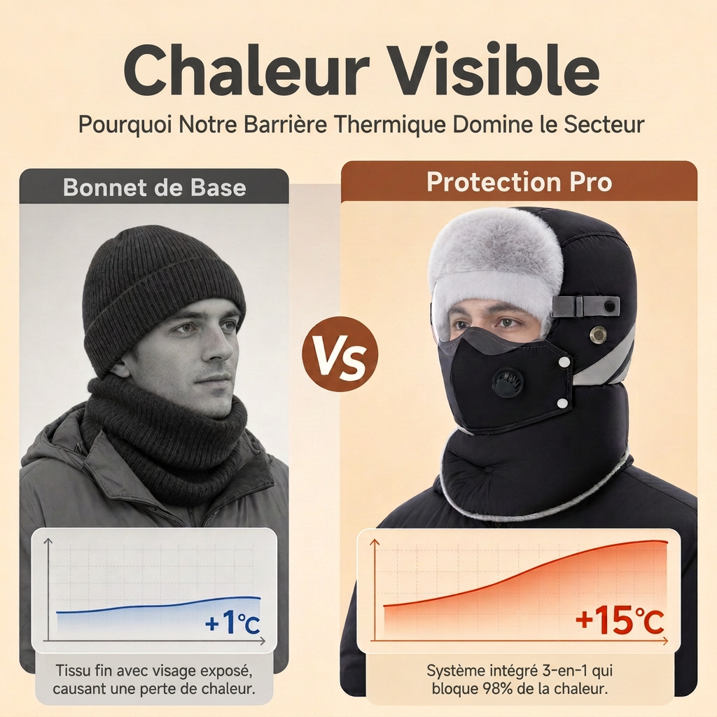 🧢Chapeau de chasse thermique d'hiver coupe-vent avec masque intégré