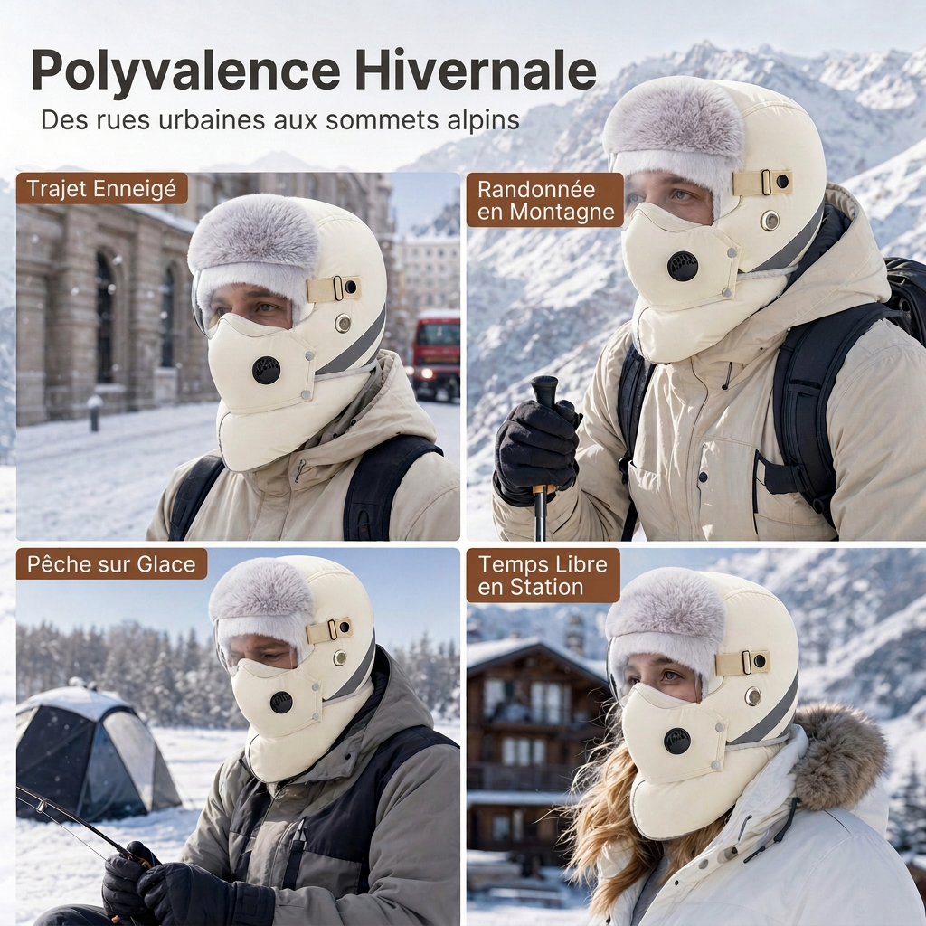🧢Chapeau de chasse thermique d'hiver coupe-vent avec masque intégré