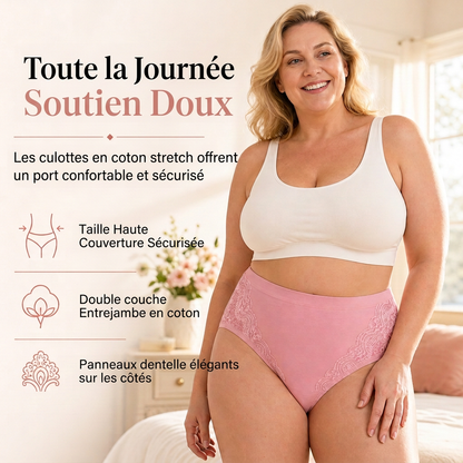 🩲Culotte taille haute grande taille pour femme en coton élastique, pour femme d'âge mûr et senior