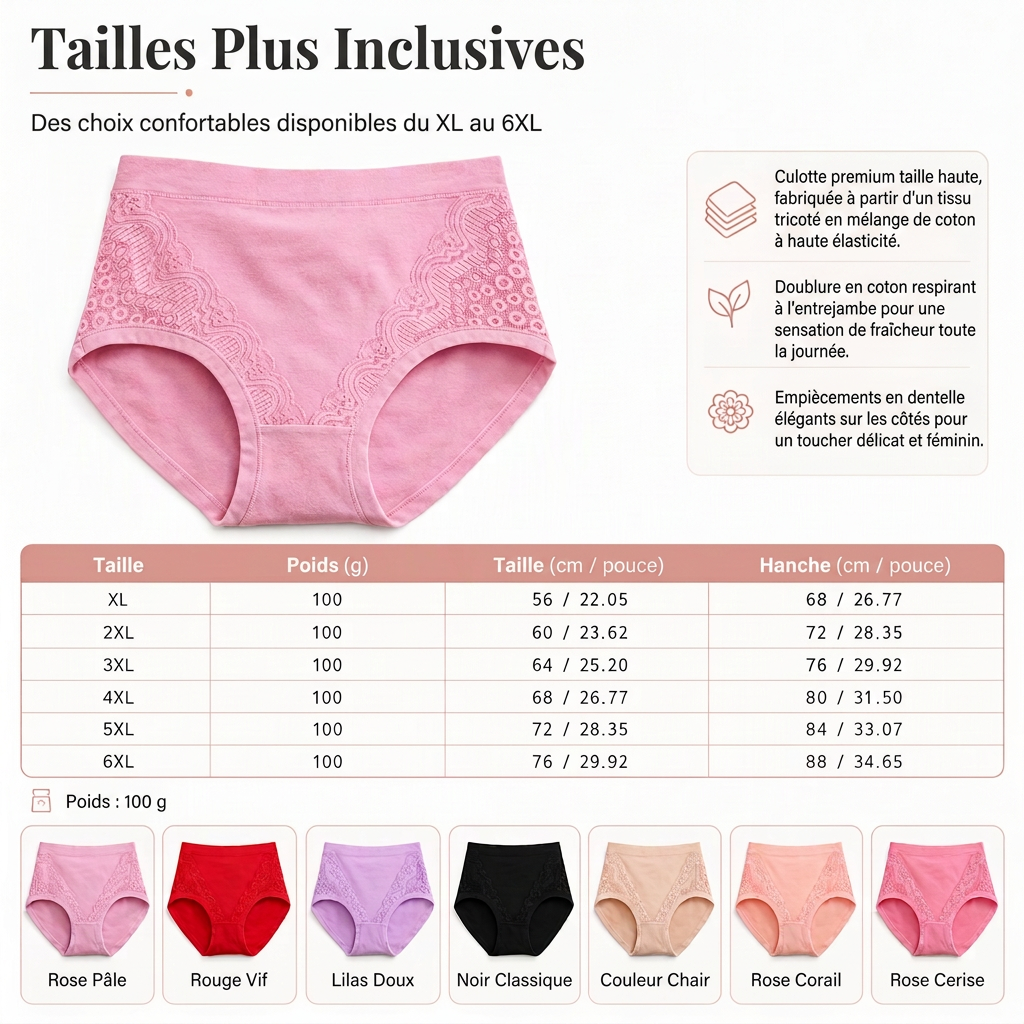 🩲Culotte taille haute grande taille pour femme en coton élastique, pour femme d'âge mûr et senior