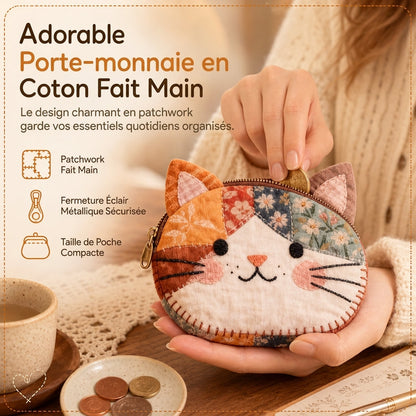 🎁1 acheté 1 offert🐱Mignon petit portemonnaie pour chats Patchwork et porte-cartes portable, petit sac créatif pour filles