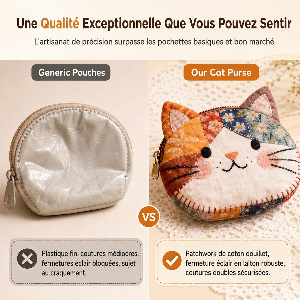 🎁1 acheté 1 offert🐱Mignon petit portemonnaie pour chats Patchwork et porte-cartes portable, petit sac créatif pour filles