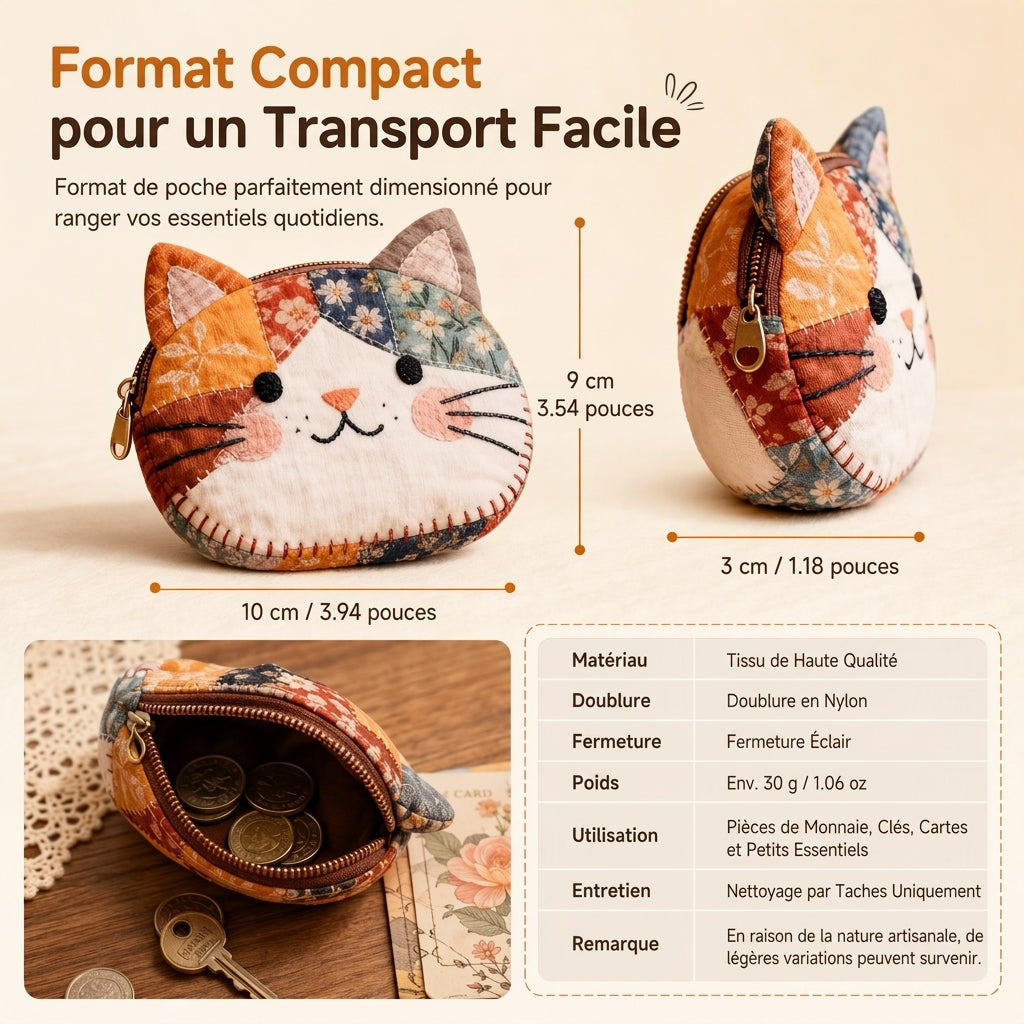 🎁1 acheté 1 offert🐱Mignon petit portemonnaie pour chats Patchwork et porte-cartes portable, petit sac créatif pour filles