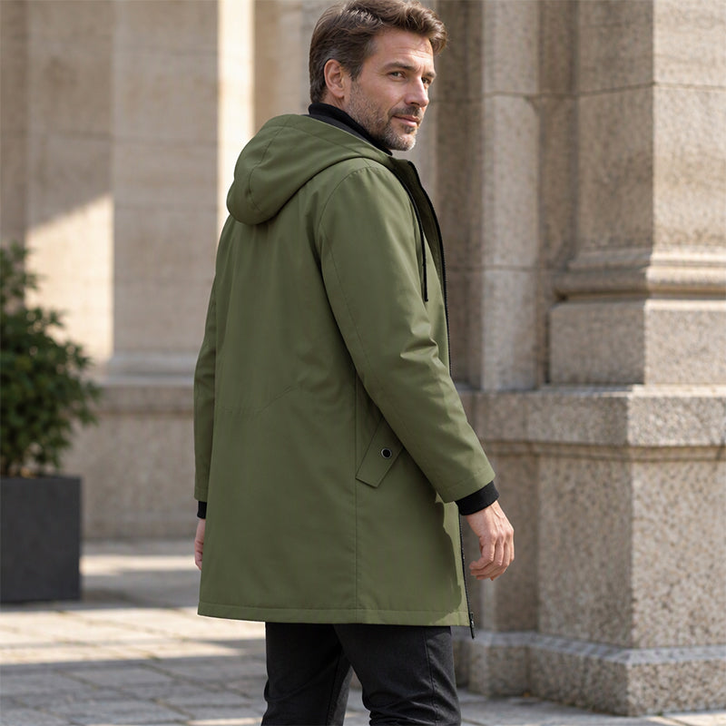 🔥Trench-coat à capuche mi-long pour homme