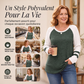 💖Haut en maille côtelée à manches longues color-block pour femme