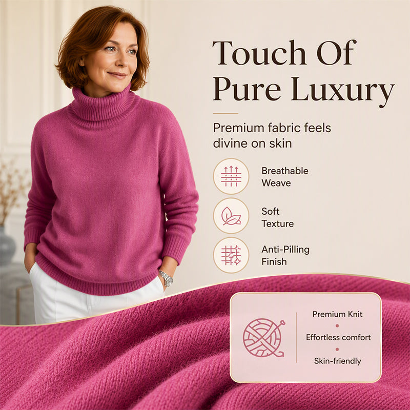🧶 Un confort aérien, une chaleur douillette autour du cou | Pull décontracté à col roulé tout doux pour femme
