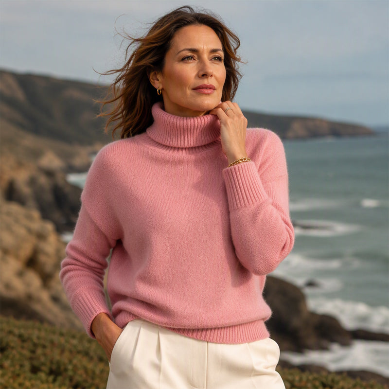 🧶 Un confort aérien, une chaleur douillette autour du cou | Pull décontracté à col roulé tout doux pour femme