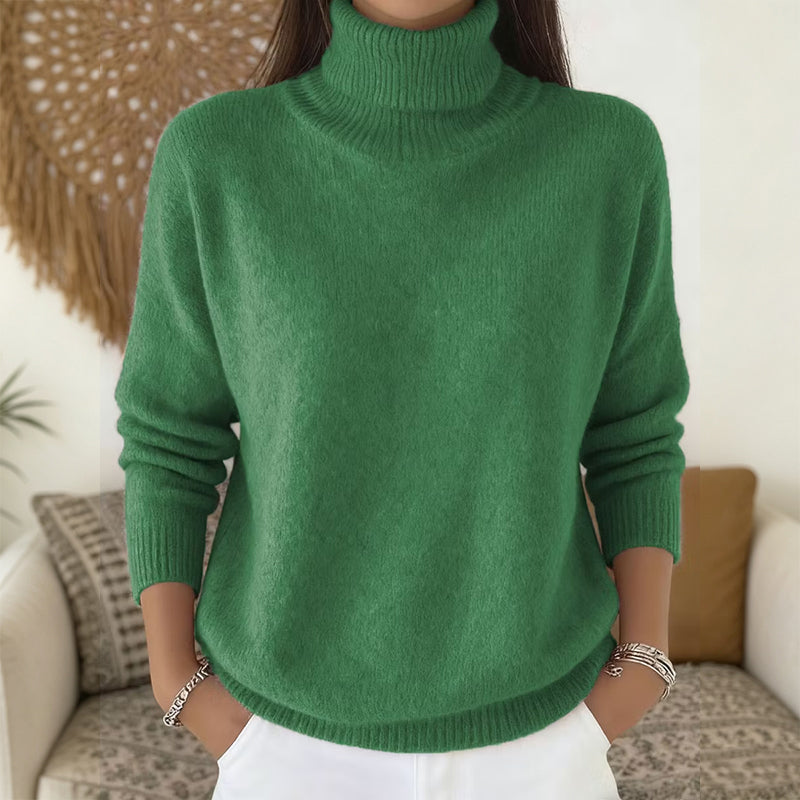 🧶 Un confort aérien, une chaleur douillette autour du cou | Pull décontracté à col roulé tout doux pour femme