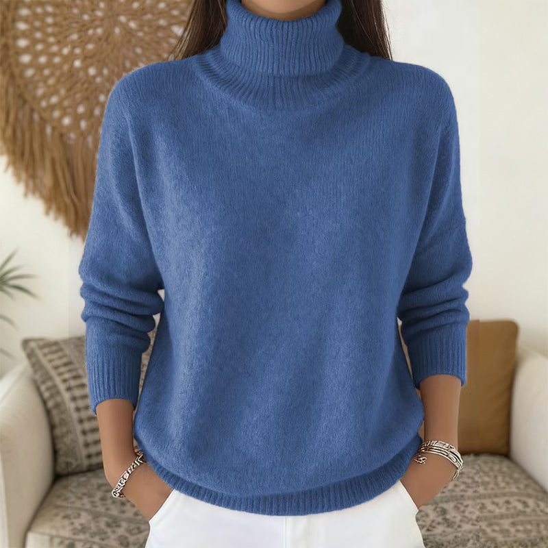 🧶 Un confort aérien, une chaleur douillette autour du cou | Pull décontracté à col roulé tout doux pour femme