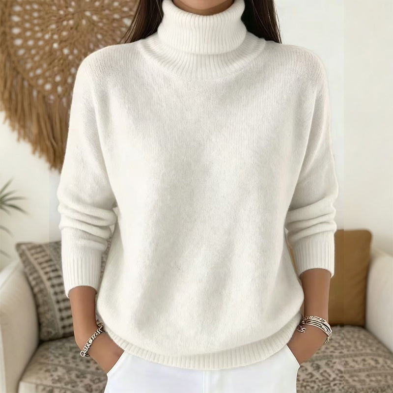 🧶 Un confort aérien, une chaleur douillette autour du cou | Pull décontracté à col roulé tout doux pour femme